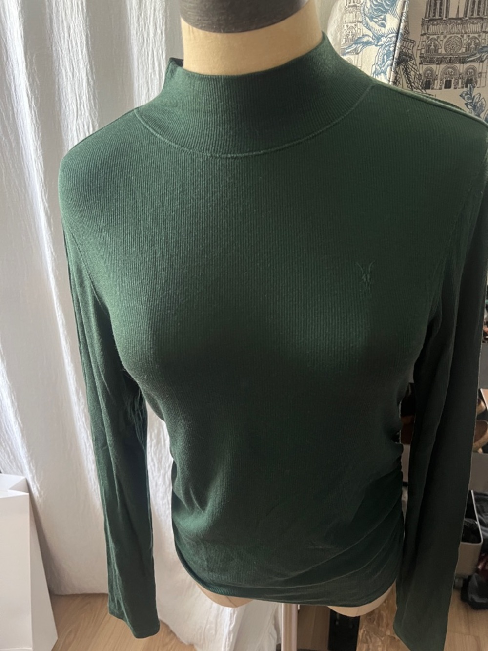 All Saints Deep Green Mock Neck Sweater